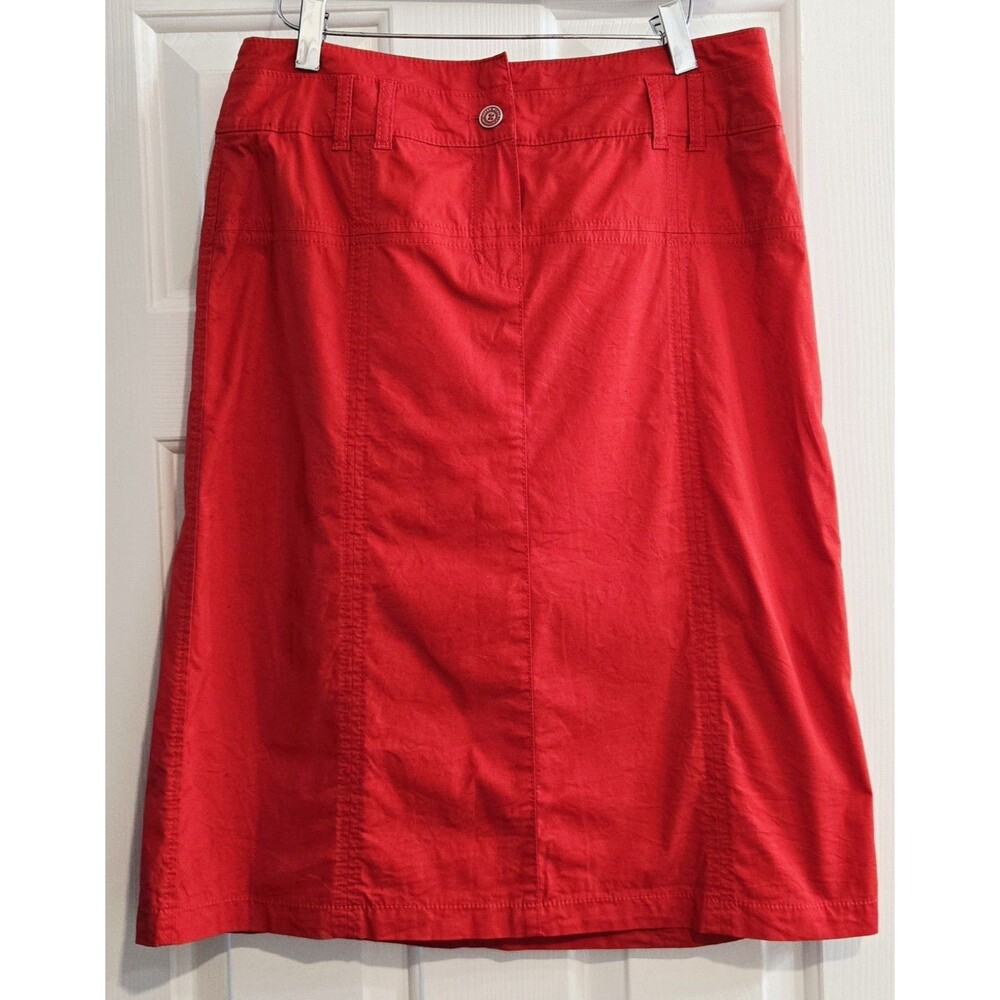 Gerry Weber Edition Red A-Line Skirt Sz 8 Cotton Stretch Knee Length Casual
